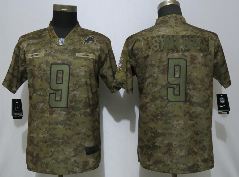 Women Detroit Lions #9 Stafford Nike Camo Salute to Service Limited NFL Jersey->women nfl jersey->Women Jersey